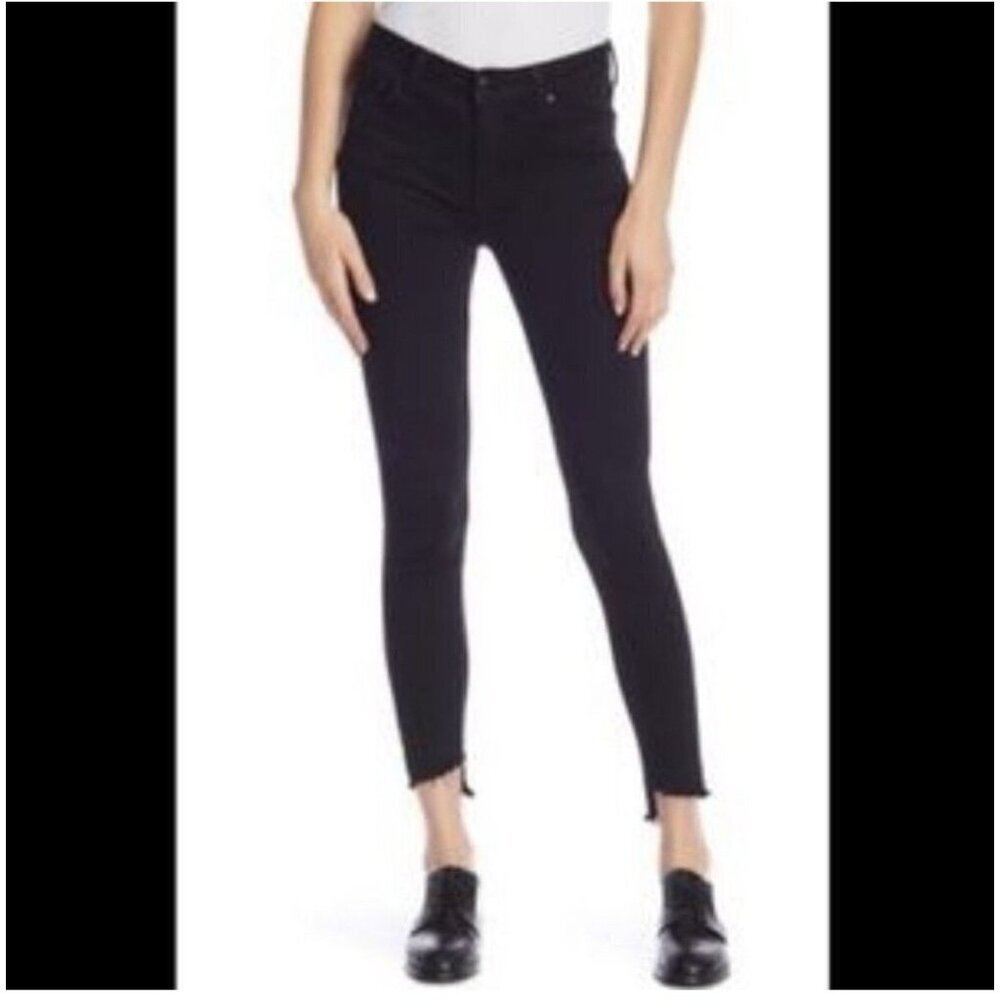 Joe's Jeans Black Skinny Ankle Denim Size 27 Raw Hem Stretch Sleek Fit